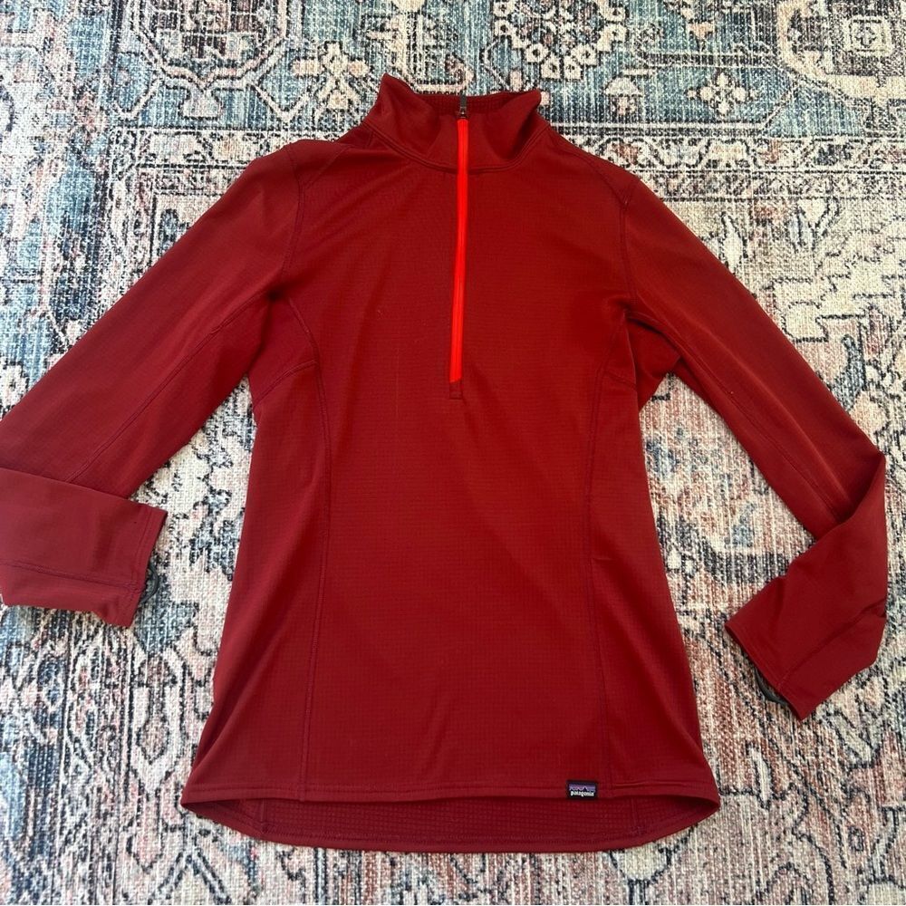 Patagonia Midweight Capilene Baselayer Crimson Red Pullover Zip Neck Shirt XS